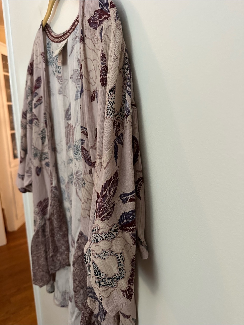 Knox Rose Kimono Cardigan Floral XS Dusty Rose EUC - Picture 8 of 11